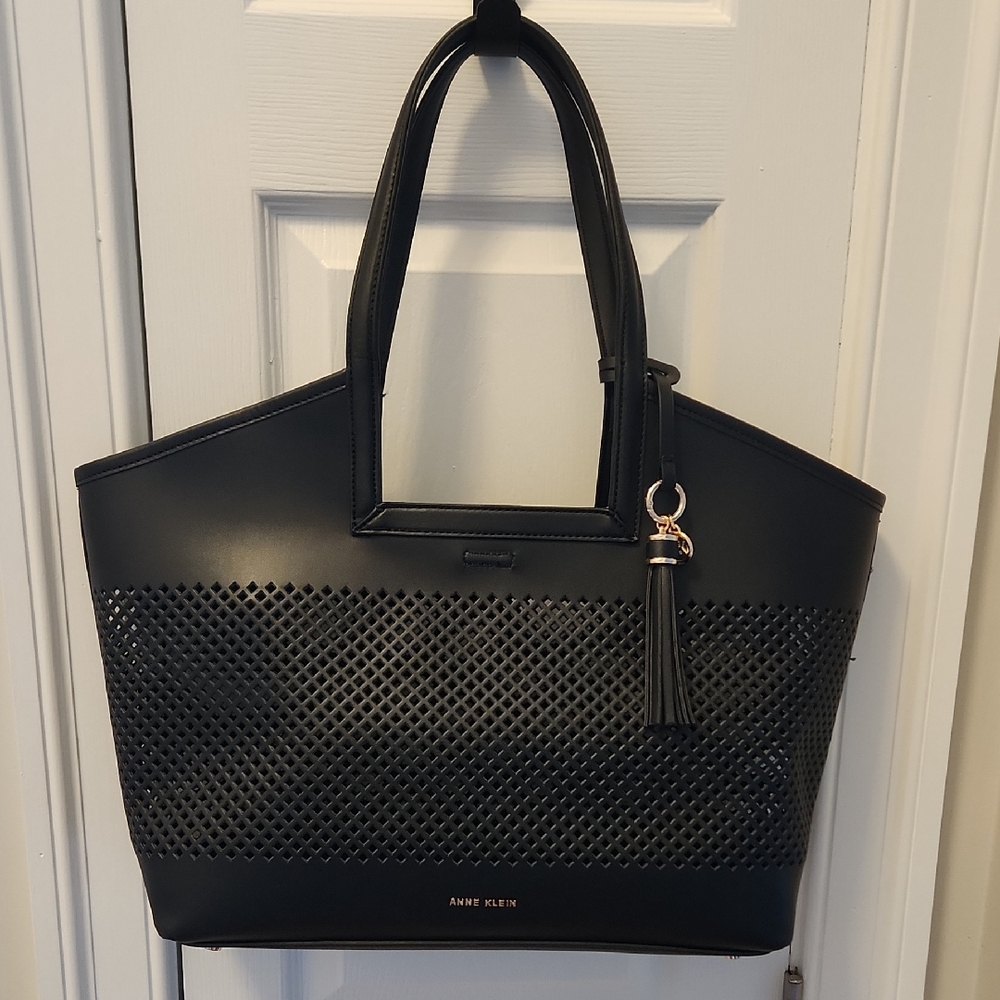 Anne Klein Perforated Black Tote NWOT